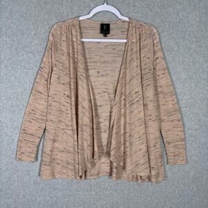 Bobeau Cardigan Sweater Women Small Tan Speckled Open Drape Wrap Thin USA Career
